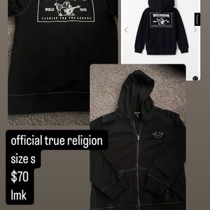 True Religion Black Zip-Up Hoodie